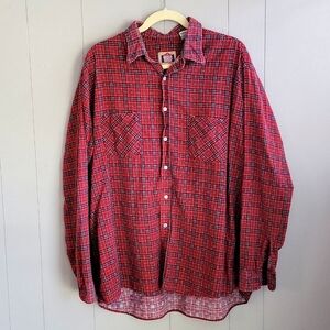 American Edition Men's Long Sleeve Red Flannel Button Down Shirt 2XL